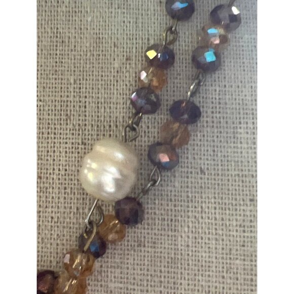 Pearl & Fire Lavender Glass Necklace -- 36" - Picture 2 of 10